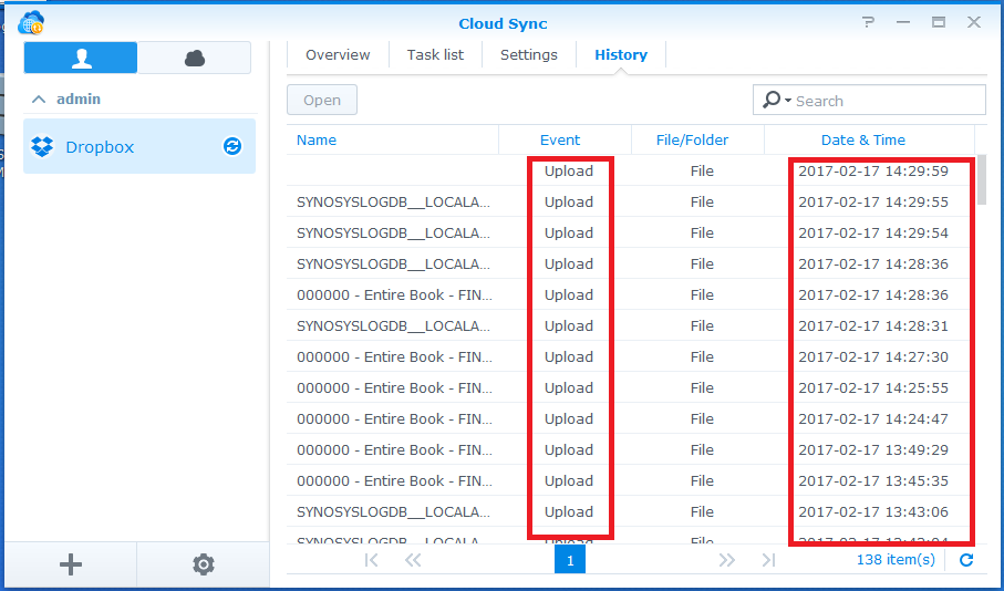Synology cloud sync history