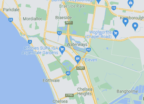 Computer Repairs service area map for Aspendale Gardens 3195