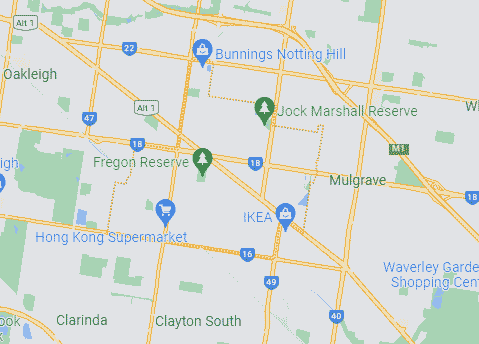 Computer Repairs service area map for Clayton 3168