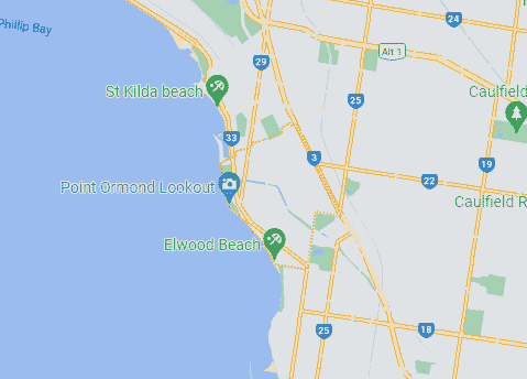 Computer Repairs service area map for Elwood 3184