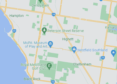 Computer Repairs service area map for Highett 3190