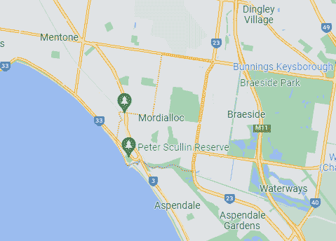 Computer Repairs service area map for Mordialloc 3195
