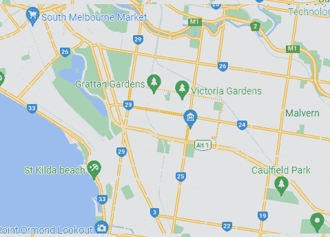 Computer Repairs service area map for Prahran 3181