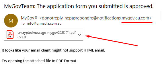 myGov phishing email attachment