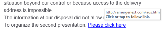Phishing email example URL