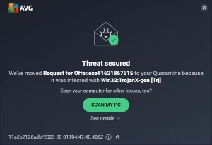 Email Trojan Alert Request for Offer exe