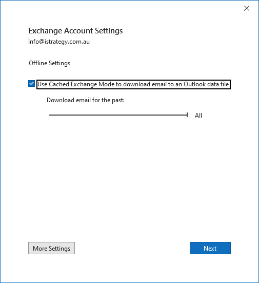 Exchange Account Settings Download all emails from the past
