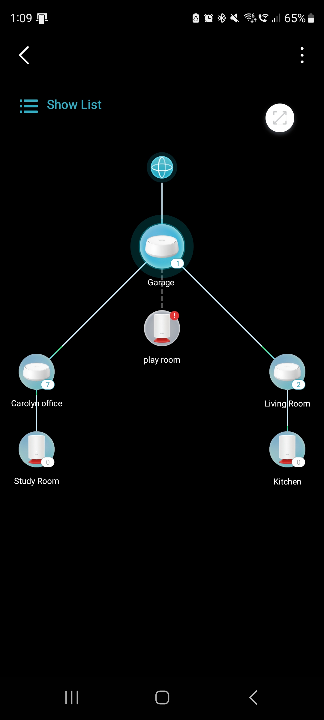 Deco app showing a disconnected X20 mesh node