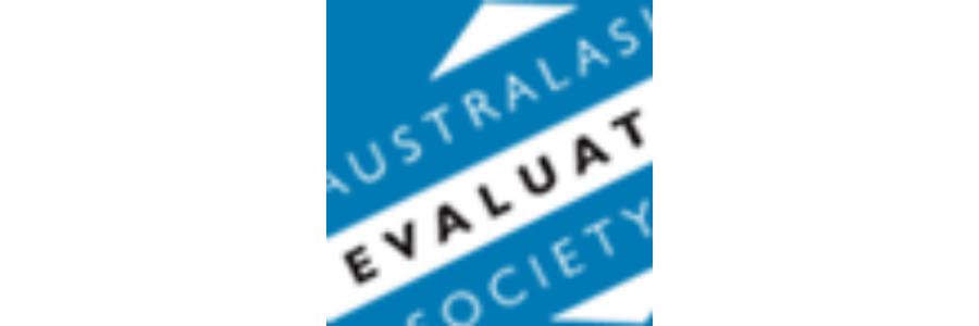 Australasian Evaluation Society official blue and white logo