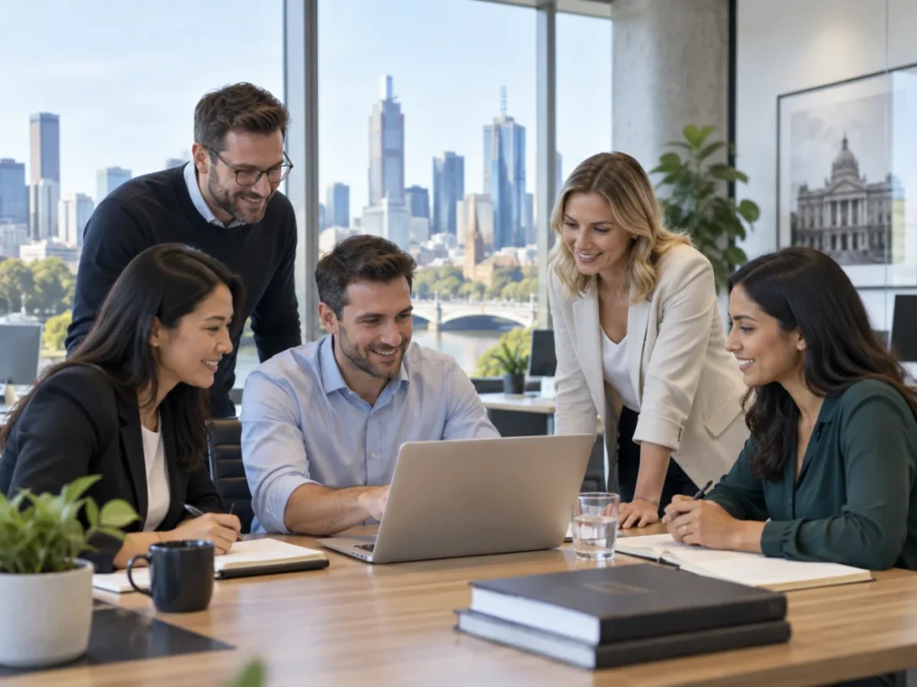 Professional services team collaborating in a Melbourne office