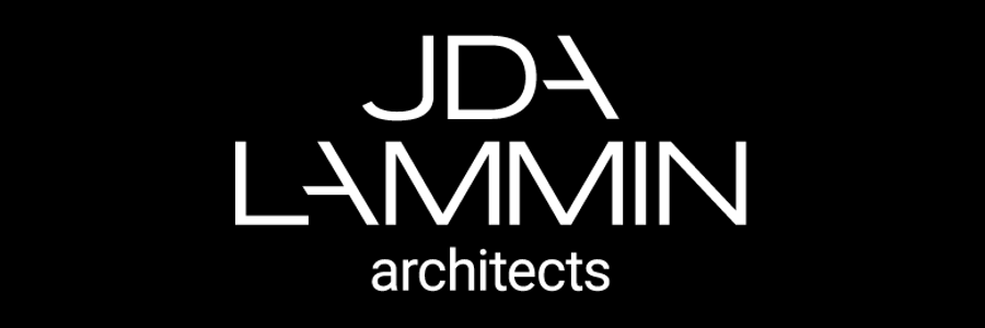 JDA Lammin Architects white logo on a dark background