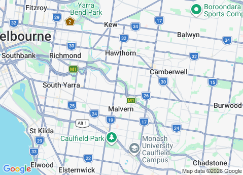 Computer Repairs service area map for Kooyong 3144