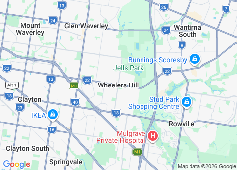 Computer Repairs service area map for Wheelers Hill 3150