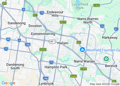 IT Support service area map for Hallam 3803
